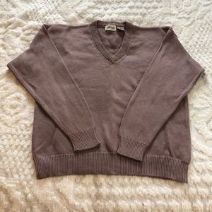 Vintage Aurea cotton blend v-neck purple ladies golf sweater, size large